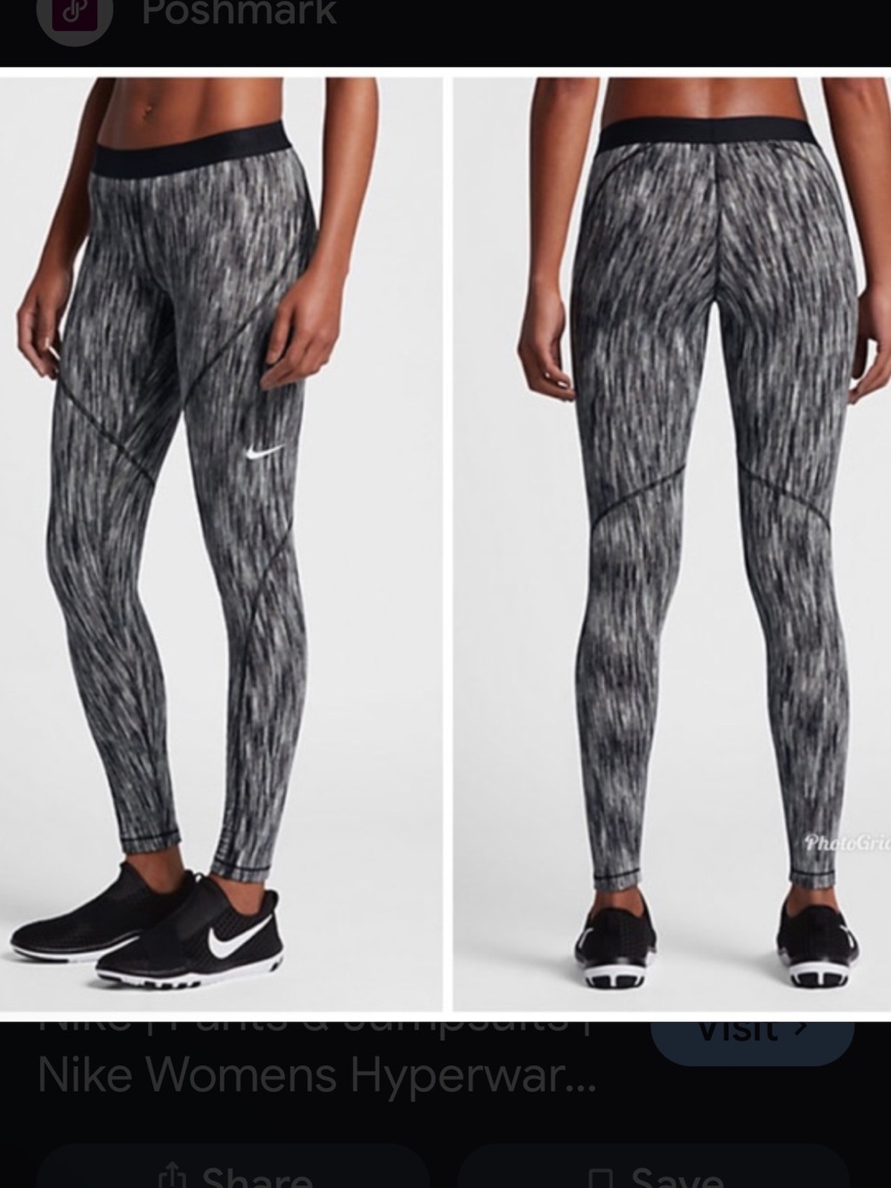 Nike Pro Hyperwarm Black & Gray Marbled Training Leggings